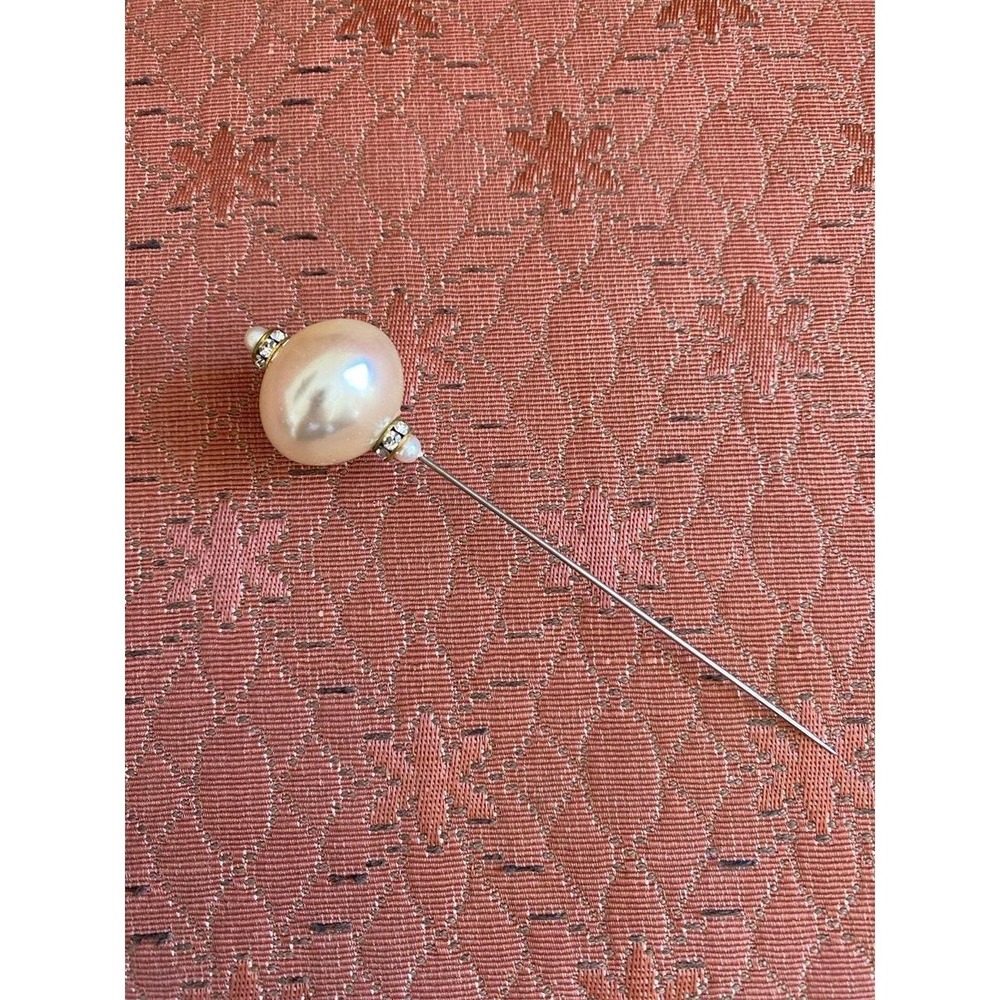 Vintage Hat Pin Pearl 4" Bling Luxury Old Money Unbranded